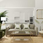Bright modern staged living room in a Monroe County home for sale