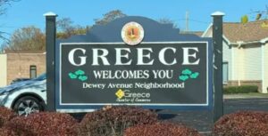 Greece New York welcomes you sign Dewey Avenue neighborhood Monroe County