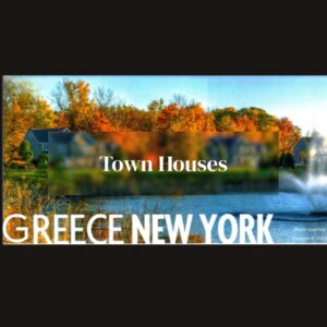 Greece New York townhouses for sale with fall foliage and suburban neighborhood