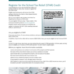 New York State STAR tax relief credit registration form for Monroe County homeowners